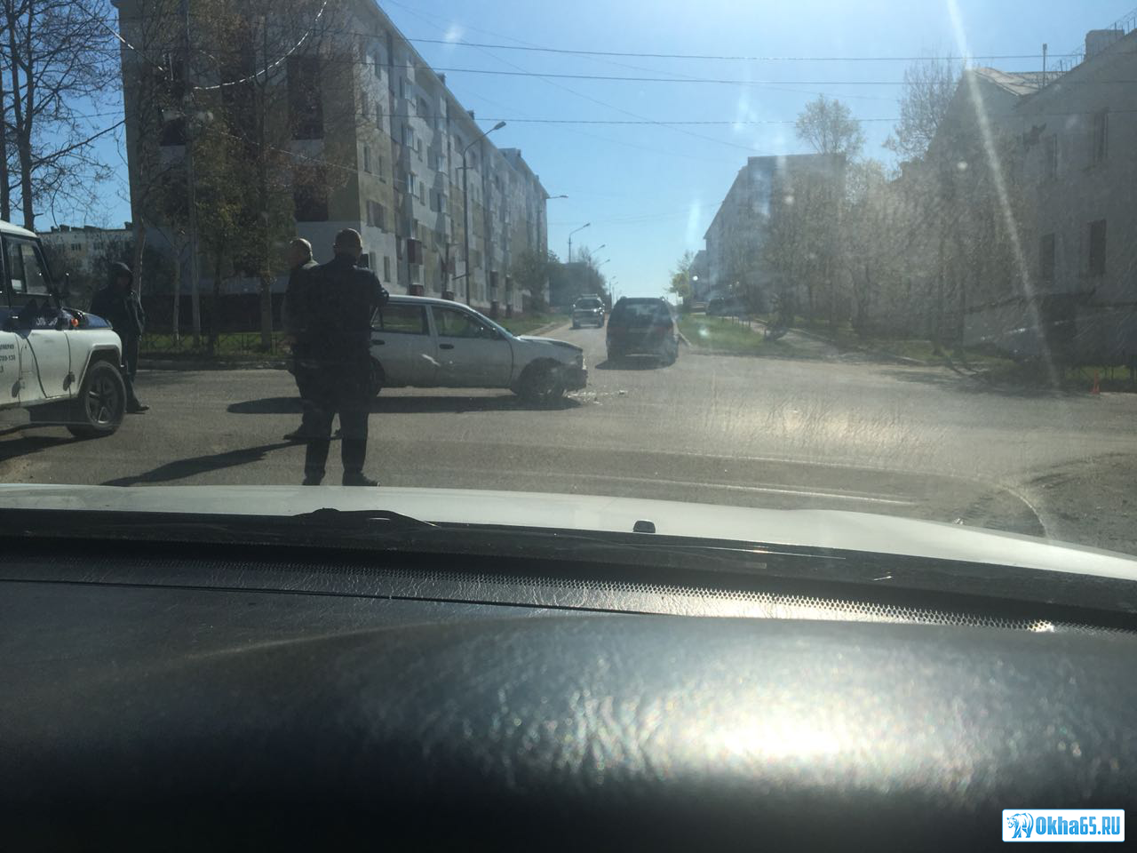 Две иномарки столкнулись на улице Ленина в Охе