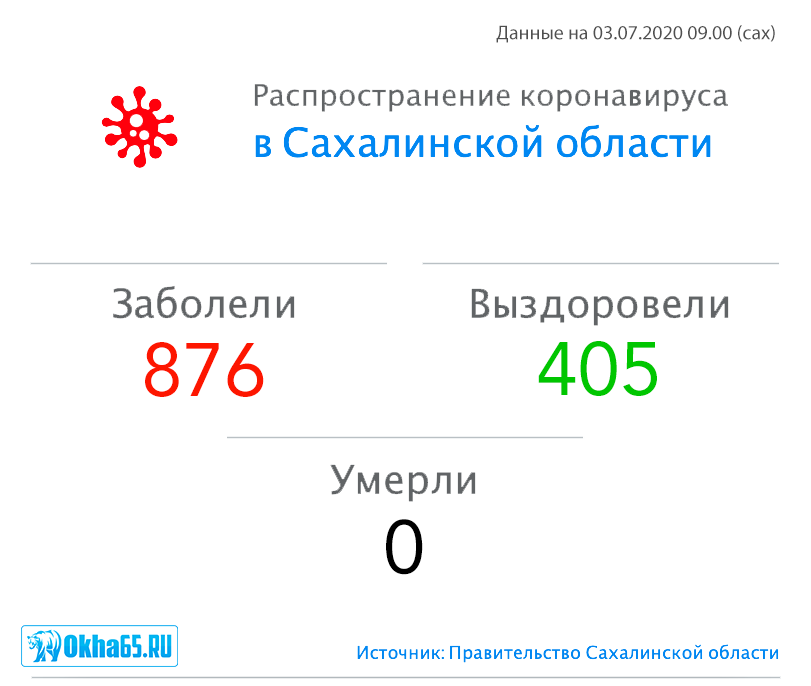 876 случаев заражения коронавирусом зафиксировано в Сахалинской области