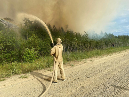 В Охинском районе тушат лесной пожар